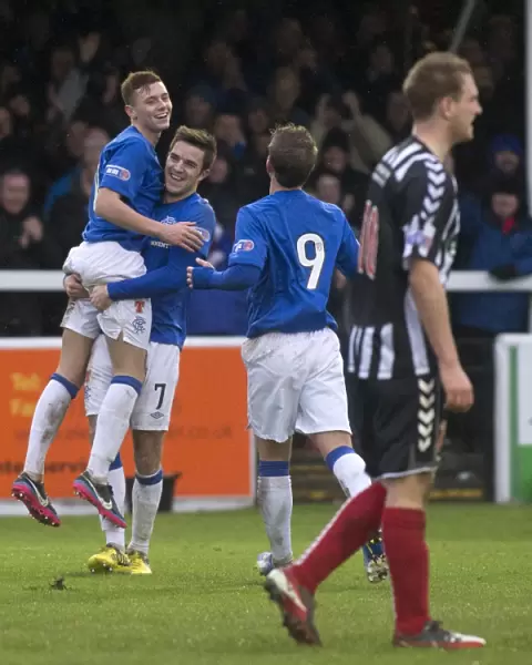 Rangers Macleod and Little: Jubilant Celebration After Macleod's Goal in Rangers 6-2 Irn-Bru Scottish Third Division Victory Over Elgin City
