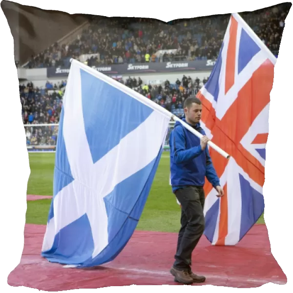 Rangers Football Club: Flag Bearers Celebrate Glory at Ibrox Stadium after Thrilling 4-2 Victory over Berwick Rangers
