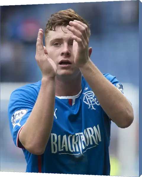 Rangers Lewis Macleod Celebrates with Fans: 4-1 Win over Brechin City in SPFL League 1