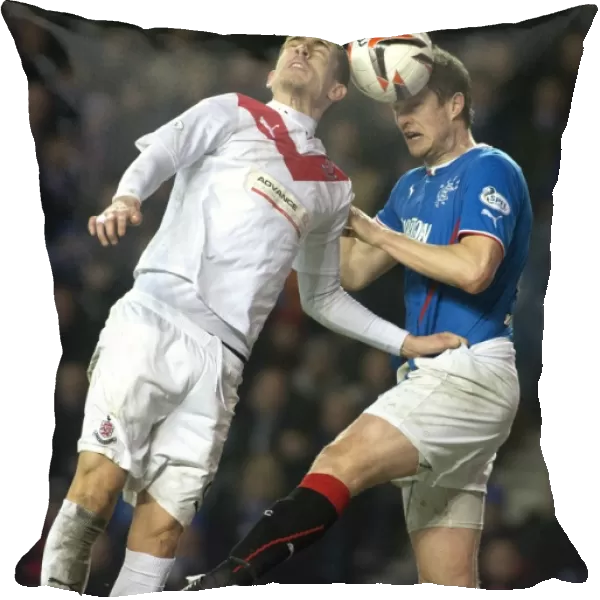 Rangers Jon Daly Fights for Supremacy in the Air: Airdrieonians vs Rangers at Ibrox Stadium, Scottish League One