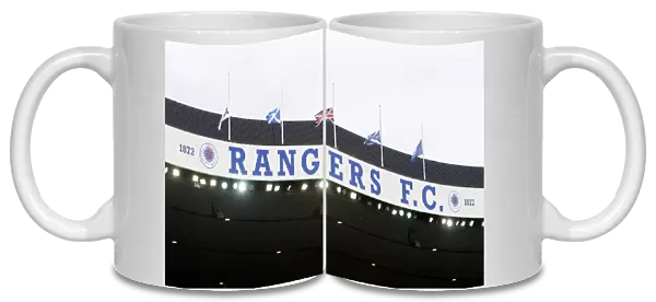 Half-Masted Flags at Ibrox Stadium: A Tribute to Rangers Football Club's 2003 Scottish Cup Victory