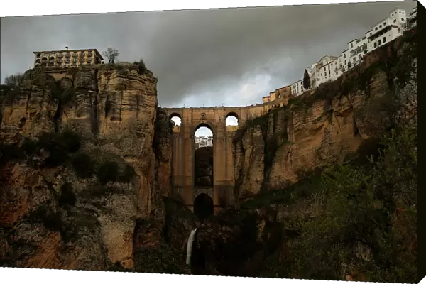 The Puente Nuevo (New Bridge) is seen during daytime before the Earth Hour in Ronda