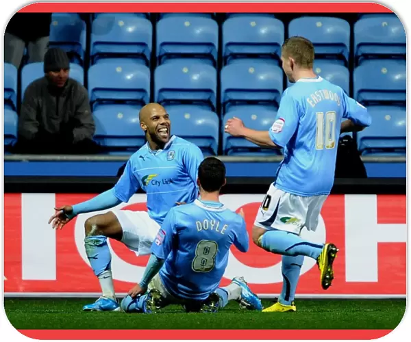 Coventry City FC: Marlon King's Goal Celebration with Doyle and Eastwood vs. Middlesbrough in Championship
