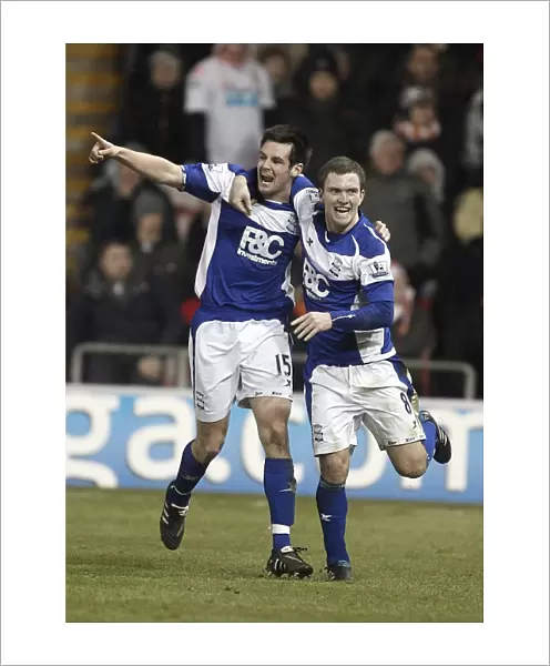 Birmingham City: Scott Dann and Craig Gardner Celebrate Second Goal vs Blackpool (04-01-2011)