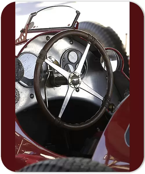 Goodwood Revival Racing Car dashboard and steering wheel