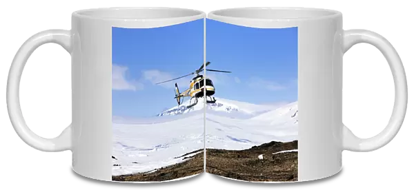 Tourists in helicopter, Devil Island, Weddell Sea, Antarctica, December