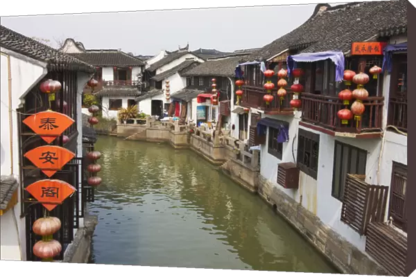 Traditional houses along the Grand Canal in the watertown, Zhujiajiao, Shanghai, China