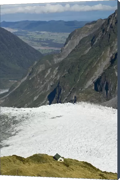 New Zealand, South Island, Westland National Park, Fox Glacier. Chancellor Hut above