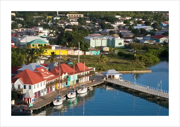 A pier leads to the city of St. Johns, capital of Antigua in the British Leeward
