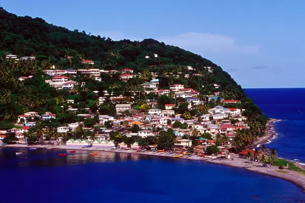 Village of Scotts Head, with views of Soufriere Bay and the Martinique Channel, Southern Coast