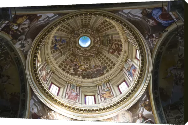 Intricately painted dome of the cathedral. Santuario di Nostra Signora della Costa