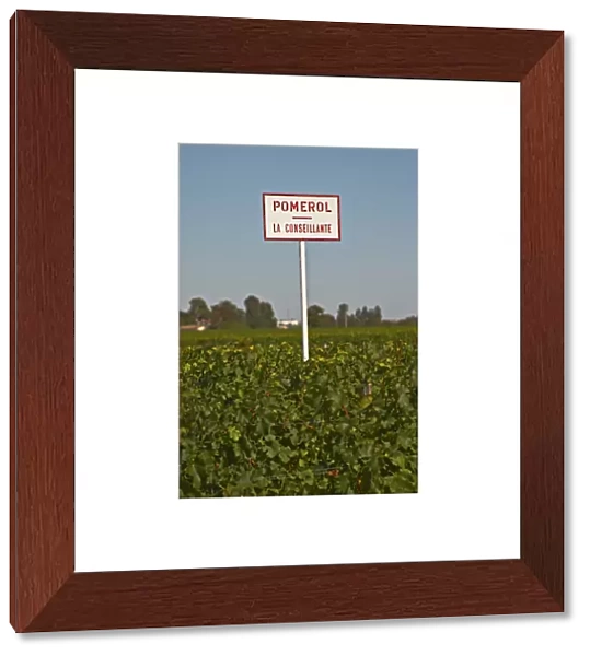 Pomerol - a sign for La Conseillante Chateau and vineyard