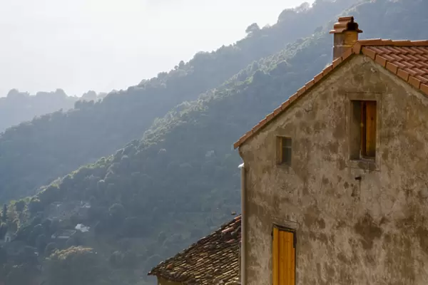 Corsica. France. Europe. House in mountain village of Zicavo