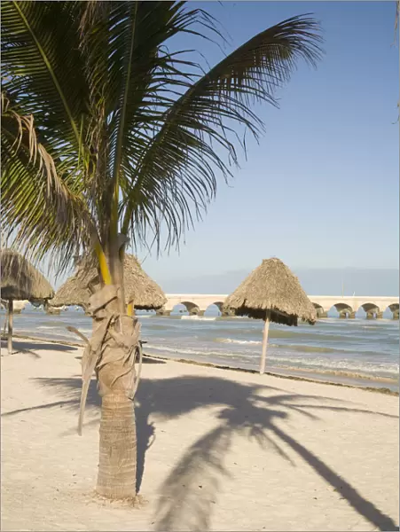 North America, Mexico, Yucatan, Progreso. The beach of Progreso with the 5 mile