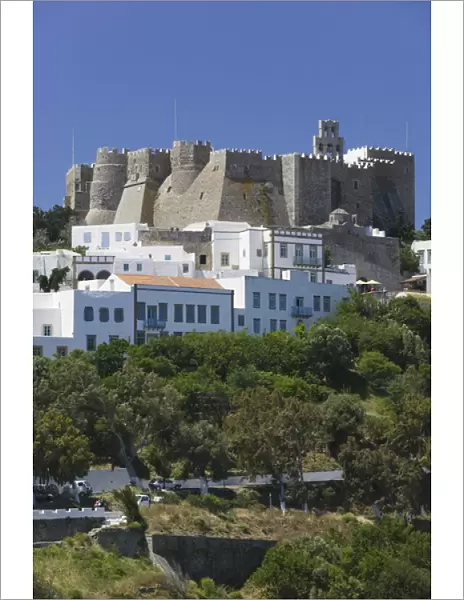 GREECE-Dodecanese Islands-PATMOS-Hora: Monastery of St. John the Theologian (12th