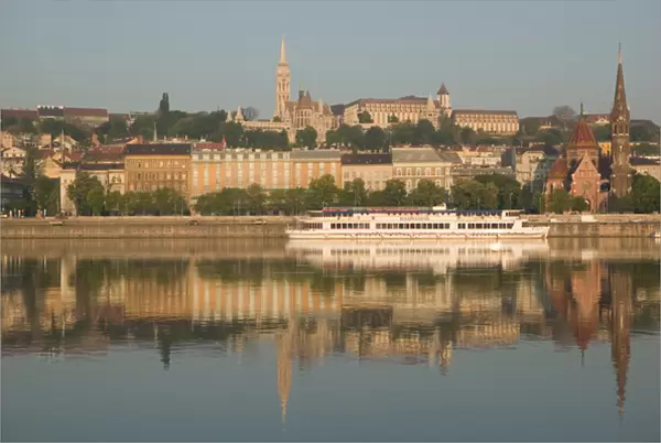 HUNGARY-Budapest: View of Castle Hill (Buda) & Danube River  /  Morning