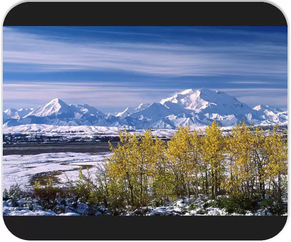 The end of the summer at Mt. Denali. The first snow fall of the season in the first