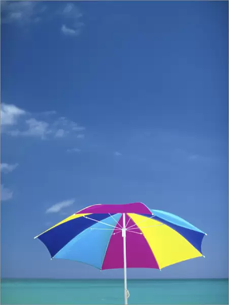 North America, USA, Hawaii. Umbrella and ocean