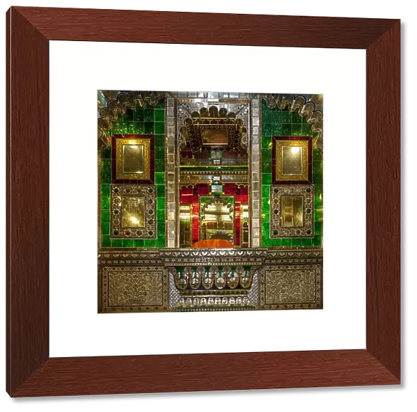 Glass and Tile mosaic. City Palace. Shiw Nivas Palace. Udaipur Rajasthan. India