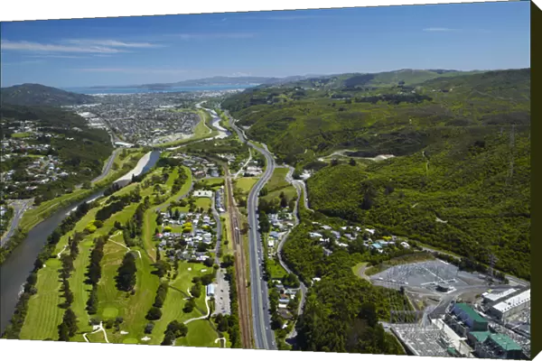 Hutt River, Manor Park Golf Course and State Highway Two, Lower Hutt, Wellington