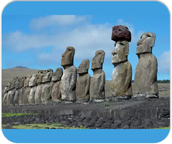 Chile, Easter Island, Hanga Nui. Rapa Nui National Park, Ahu Tongariki (aka Tonariki)