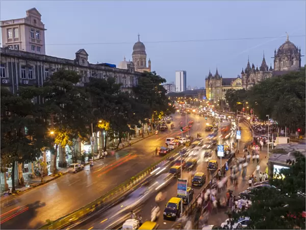 Chhatrapati Shivaji Terminus train station (previously named Victoria Terminus) and central Mumbai