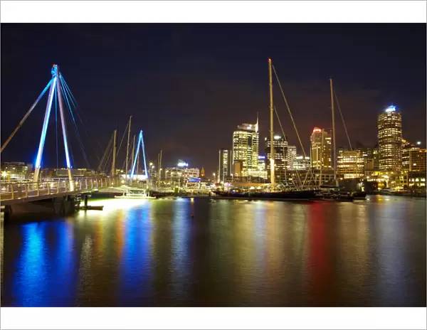 Wynyard Crossing bridge and Central Business District, Auckland waterfront, North Island, New Zealand