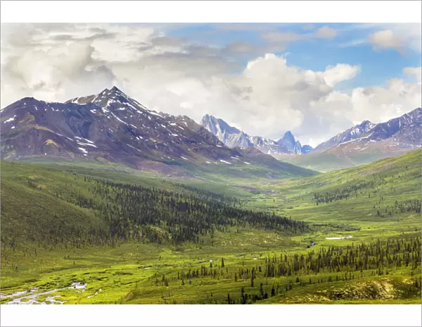 Canada, Yukon Territory. Landscape of Tombstone Range and North Klondike River. Credit as