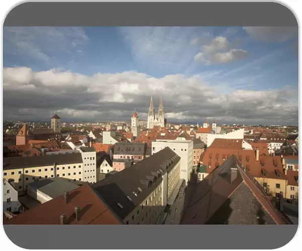 REGENSBURG18309-2012-BARTRUFF. CR2 - Roof top view of Old Town Regensburg, Germany