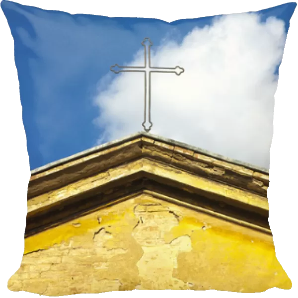 Europe; Italy; Tuscany; Cross on top of Small Back Country Church
