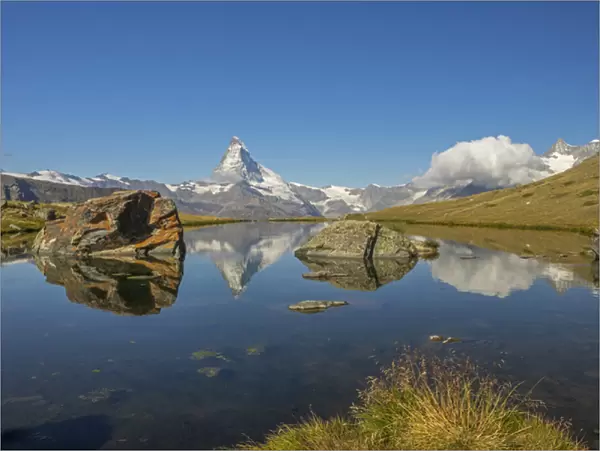 Switzerland, Zermatt, Matterhorn reflected in Stellisee