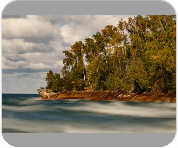 Long exposure of waves along shoreline of Lake Superior, Pictured Rocks National Lakeshore