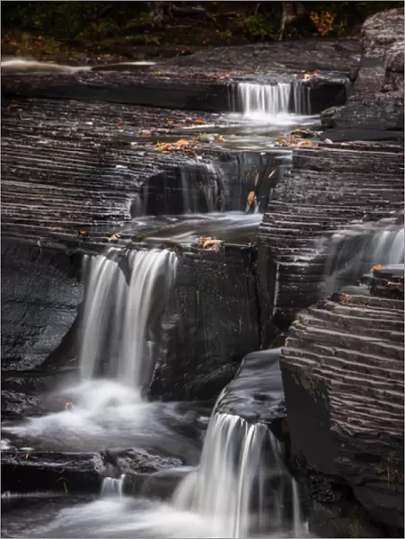 USA, Michigan, Upper Peninsula. Waterfalls in the Presque Isle River