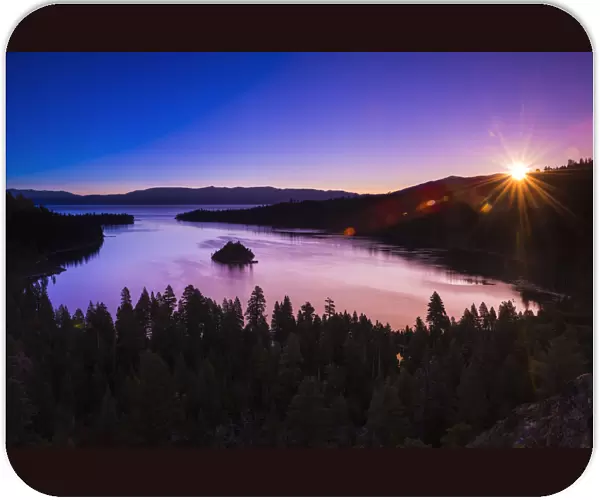 Dawn light over Emerald Bay on Lake Tahoe, Emerald Bay State Park, California USA