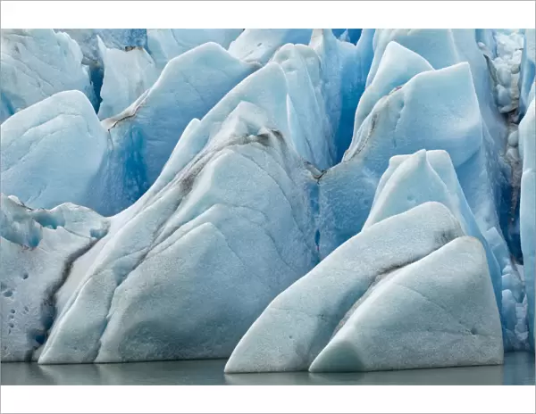 Pattern in blue ice of Grey Glacier, Torres del Paine National Park, Chile, South America