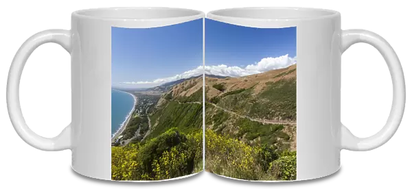 New Zealand, North Island, Paekakariki, elevated view of the Kapiti Coast