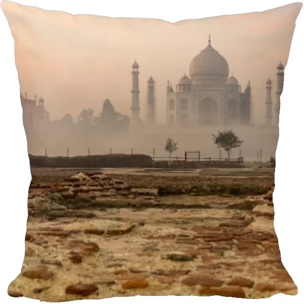 India, Uttar Pradesh. Agra. No Water No Life expedition, view of Taj Mahal from opposite