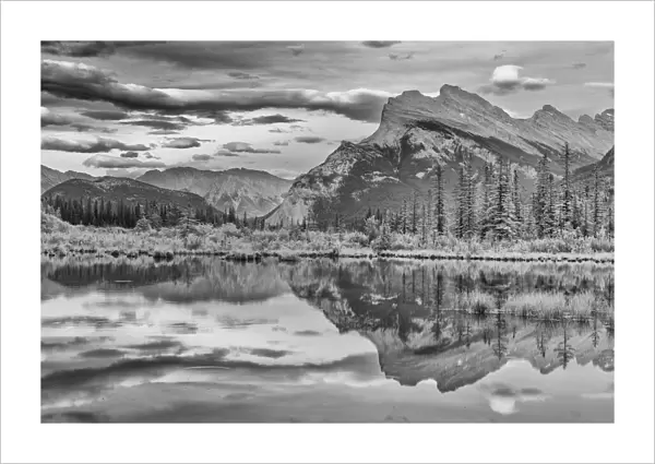 Canada, Alberta, Banff National Park. Mt. Rundle reflected in Vermillion Lakes