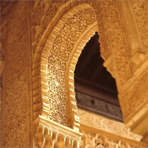 Europe, Spain, Granada. This arch is an example of honeycomb vaulting as seen in