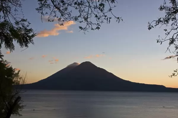 Guatemala, Western Highlands, Lake Atitlan. San Pedro volcano, one of many volcanos