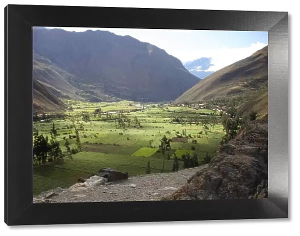 Peru, Urubamba Valley. View of the Urubamba Valley from Ollantaytambo ruins