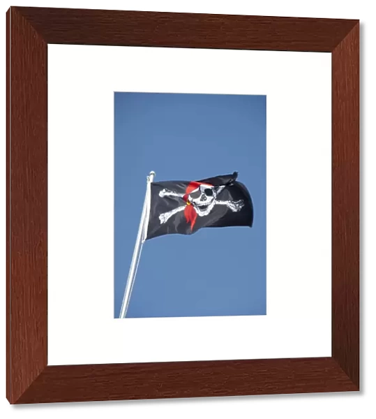 North Carolina, Beaufort. Pirate flag, skull and crossed bones (aka Jolly Roger)
