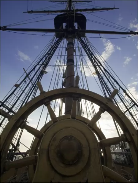 Looking up from the helm, 18th Century Royal Navy Frigate (replica), Maritime Museum of San Diego