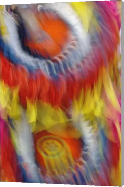 Abstract motion view of colorfully dressed Native American Indian dance, Montana