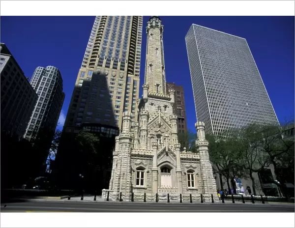North America, USA, Illinois, Chicago. The Old Water Tower on Michigan Ave