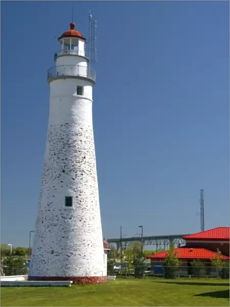 Fort Gratiot Lighthouse and coast guard station at the juncture of Lake Huron and the St