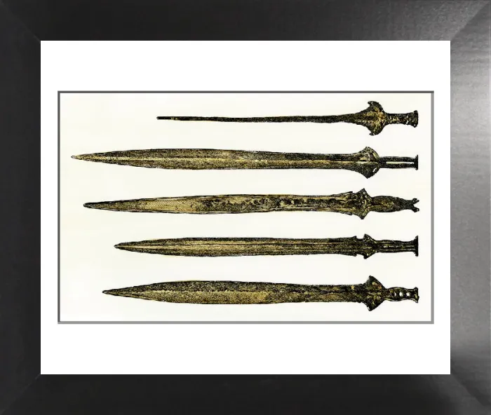 Framed Print : Celtic Bronze Swords Print Framed Print : Celtic Bronze Swords Print