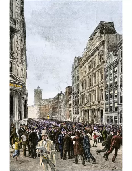 New York financial district during a crisis, 1800s