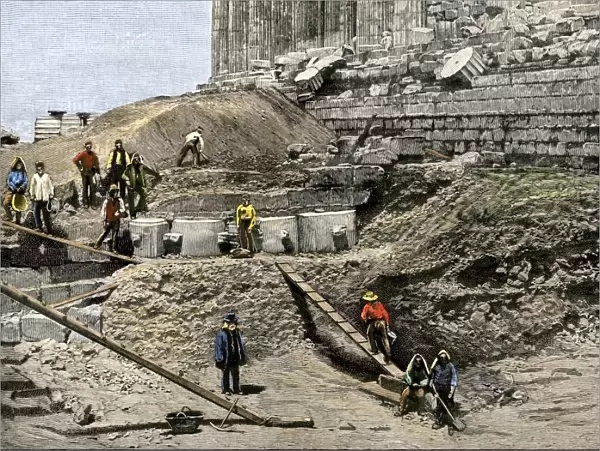 Archaeological excavation on the Acropolis, 1890s