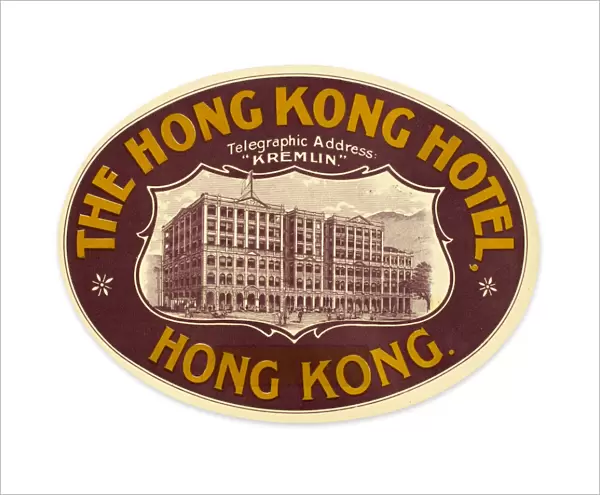 Luggage label from the Hong Kong Hotel in China, early 20th century